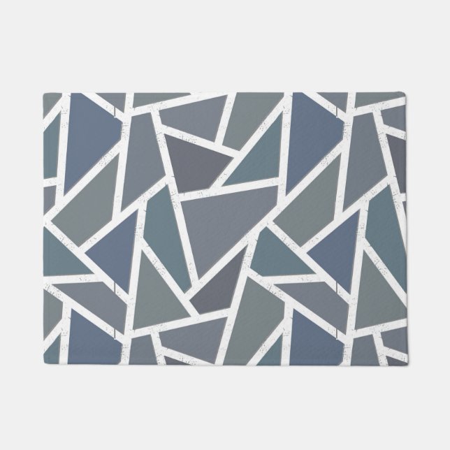 Blaugraues Mosaikmuster Fußmatte (Vorderseite)