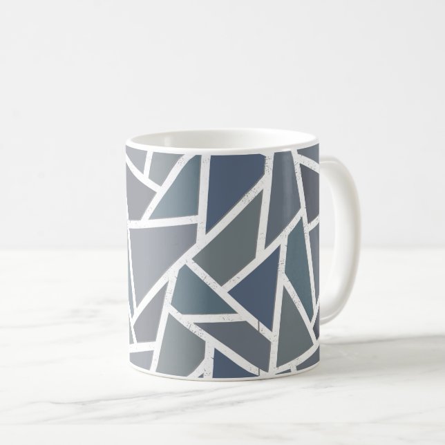 Blaugraues Mosaikmuster Kaffeetasse (VorderseiteRechts)