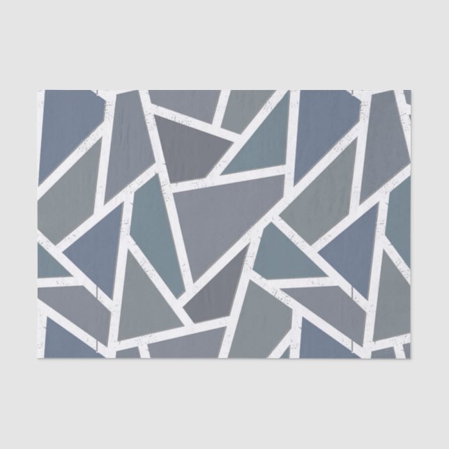 Blaugraues Mosaikmuster Seidenpapier (Vorderseite)