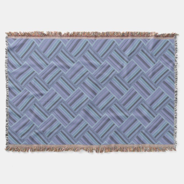 Blaugraues Muster der diagonalen Streifen Decke (Vorderseite)
