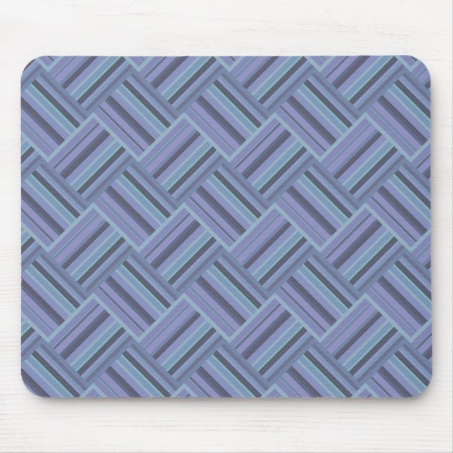 Blaugraues Muster der diagonalen Streifen Mousepad (Vorne)