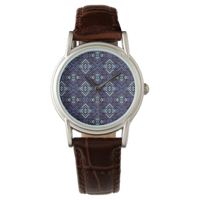 Blaugraues Südwest-Muster Armbanduhr (Vorderseite)