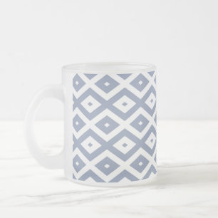 Blaugraues und weißes Diamantmuster Mattglastasse