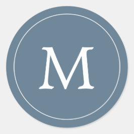 Blaugraues und weißes Monogramm-Siegel Runder Aufkleber