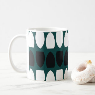 Blaugrün Blau Weiß Schwarz Geometrisch Abstract Kaffeetasse