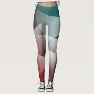 blaugrün burgunderrot weiß leggings