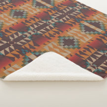 Blaugrün Dunkelrot Beige Braun Orange Stammeskunst