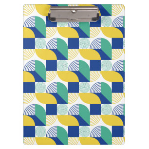 Blaugrün-gelb-Abstraktes geometrisches Muster Klemmbrett