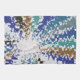 Blaugrün Gelb Einziges Muster Geschirrtuch