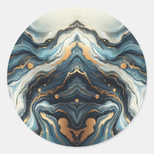 Blaugrün Gold Achat Moderne Eleganz Hochzeits- Runder Aufkleber