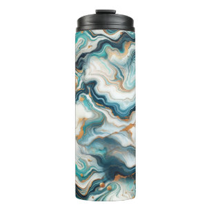 Blaugrün Gold Weiß Moderne Marmor Achat Thermosbecher
