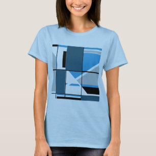 Blaugrün Grau Schwarz MCM-Look Geometrisch Abstrac T-Shirt