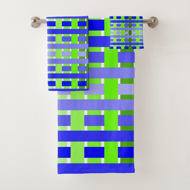 Blaugrün Kariert Badhandtuch Set (Insitu)