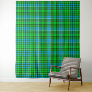 Blaugrün kariert Tartan Grün Wandteppich