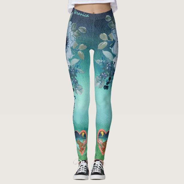 Blaugrün Leggings (Vorderseite)