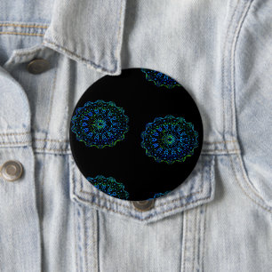 Blaugrün-Mandala Button