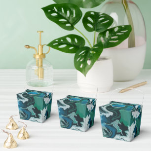 Blaugrün marmorierte Pinselstriche Handgefertigt Geschenkschachtel