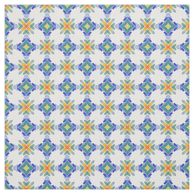 Blaugrün-Mosaikfliesen-Muster Stoff (Muster)
