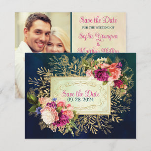 Blaugrün, Navy, Grün, Gold Floral FOTO Save the Da