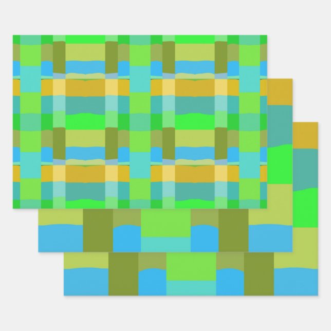 Blaugrün Orange Lila Creamy Muster Abstrakt Geschenkpapier Set (Set)