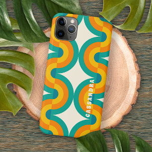 Blaugrün Orange Mid-Century Kreise Muster iPhone 16 Pro Max Hülle