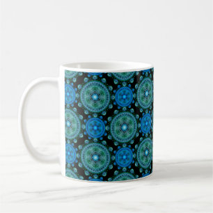 Blaugrün-orientalisches Fraktal Kaffeetasse