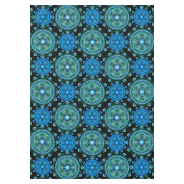 Blaugrün-orientalisches Fraktal Tischdecke (Vorderseite)
