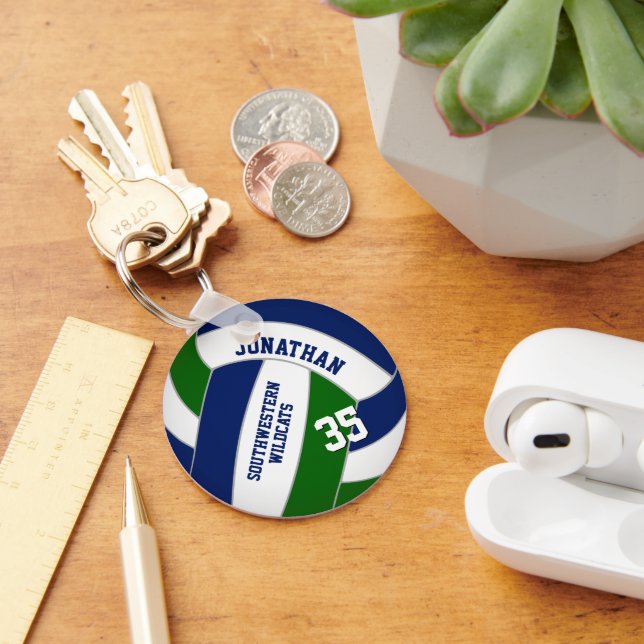 Blaugrün personalisierte Sportgeschenke Volleyball Schlüsselanhänger (Schreibtisch)