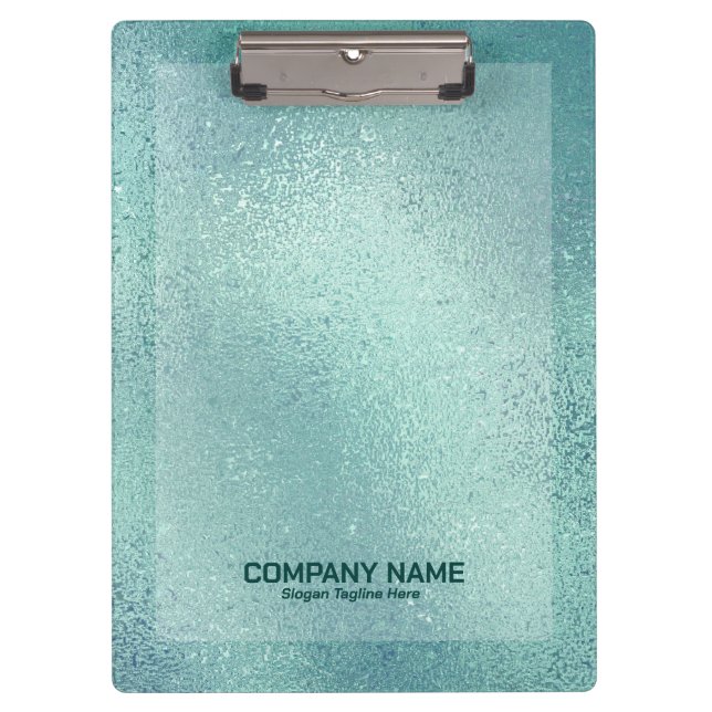 Blaugrün schimmernde Glasstruktur Klemmbrett (Vorderseite)