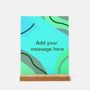 Blaugrün, schwarz, Pastellfarben abstrakt, Namenst Acrylschild