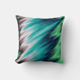 Blaugrün, schwarz und weiß abstrakt kissen