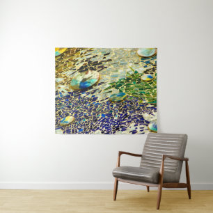 Blaugrün-Spanisches Mosaik Wandteppich