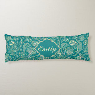 Blaugrün und beige Creme Vintage Paisley Seitenschläferkissen