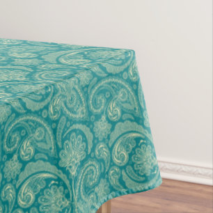 Blaugrün und Beige Creme Vintage Paisley-Tischdeck Tischdecke