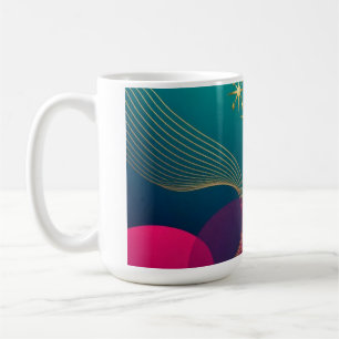 Blaugrün und Fuchsia Modernes Abstrakt mit Goldste Kaffeetasse
