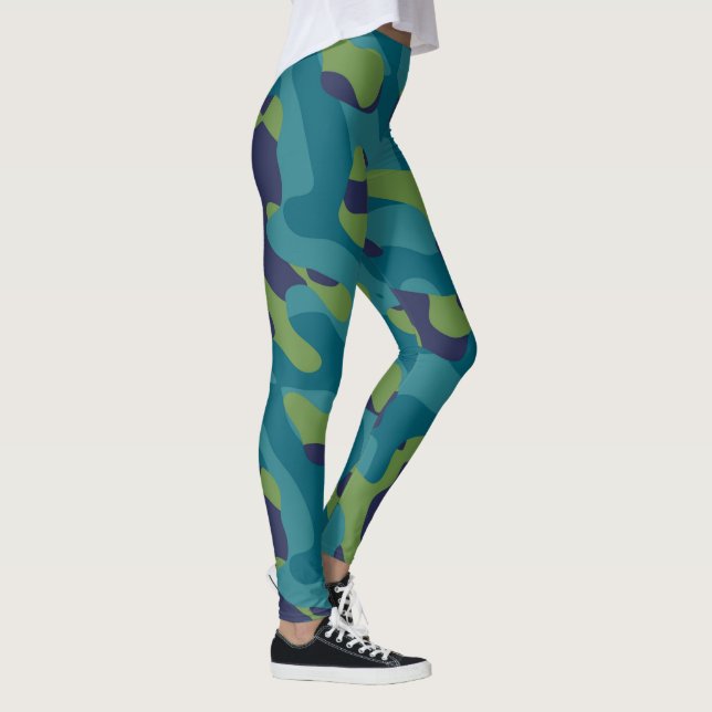 Blaugrün und Türkis getarnt Abstract Leggings (Rechts)