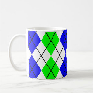 Blaugrün-weiße Argyle-Diamant-Design Kaffeetasse