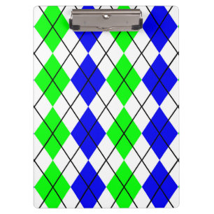 Blaugrün-weißes Argyle-Diamant-Design Klemmbrett