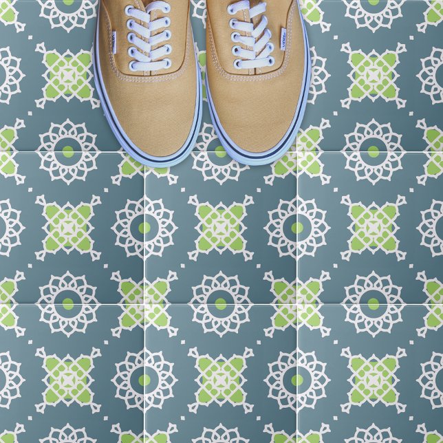 Blaugrün-weißes Mosaikmuster Fliese (Von Creator hochgeladen)