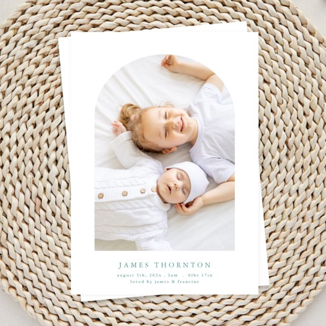 Blaugrün, zwei Fotos Geburt Ankündigung (Von Creator hochgeladen)