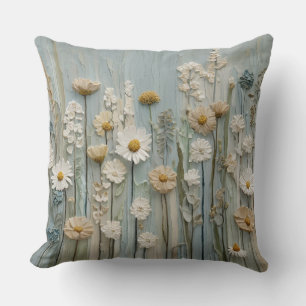 Blaugrüne Aqua-Sage-Wildblumen-Druck Kissen