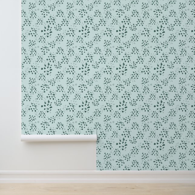 Blaugrüne Aquamarine Blattsplotches Design Tapete (Anwendung)