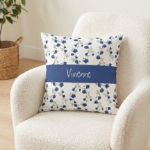 Blaugrüne Aquarell-Wildblumen-Monogramm-Name