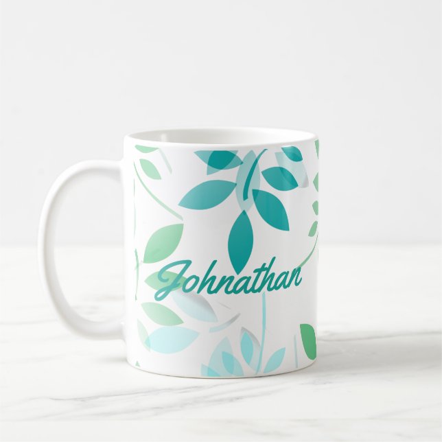 Blaugrüne Blätter Kaffeetasse (Links)