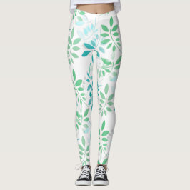Blaugrüne Blätter Leggings