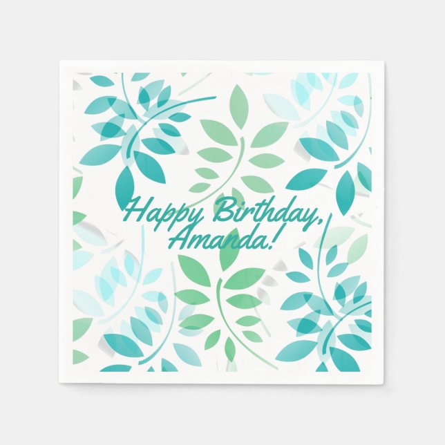 Blaugrüne Blätter Serviette (Vorderseite)