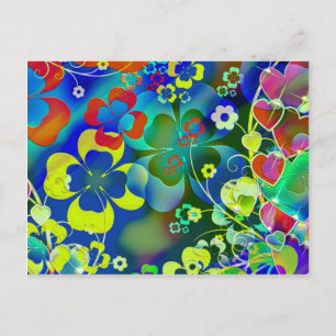 Blaugrüne Blume Postkarte