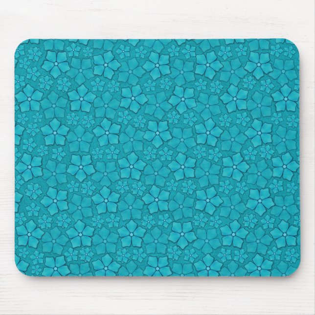 Blaugrüne Blumengestaltung Mousepad (Vorne)