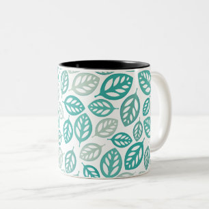 Blaugrüne botanische Blattmuster Zweifarbige Tasse