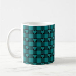 Blaugrüne Buffalo-Heart-Karodecke Kaffeetasse